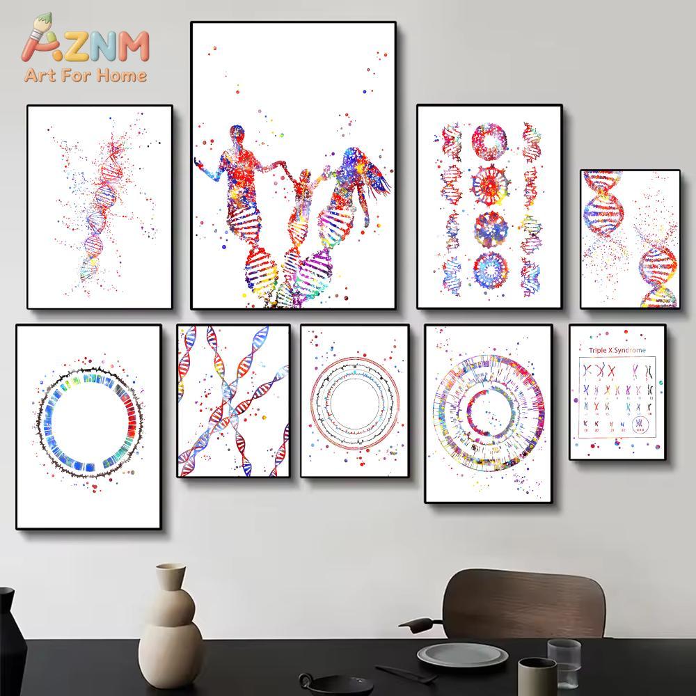 Medical Lab And Science - AZNM Cetakan Kanvas Gen DNA Cat